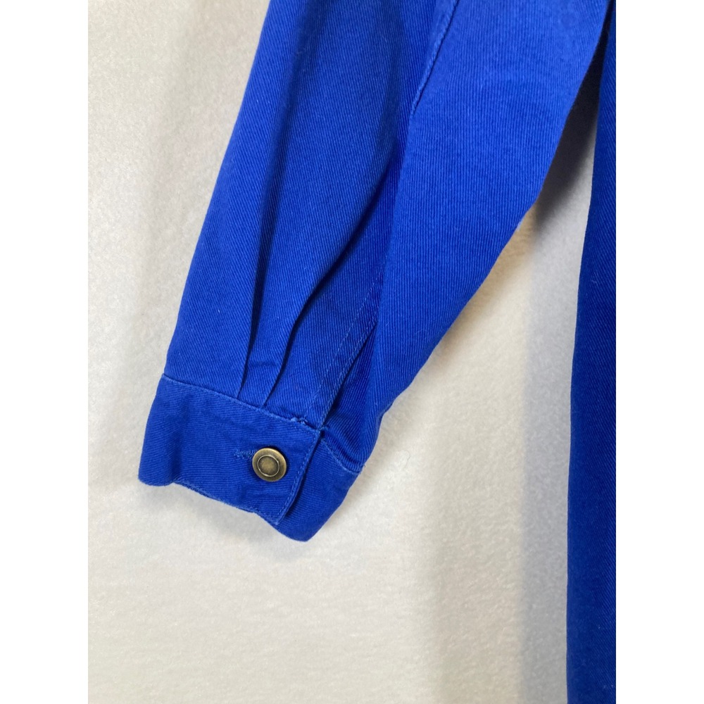 Vibrant Jessica London Womens 18W Cobalt Blue Cotton Longline‎ Chore Jacket - Picture 4 of 11